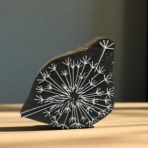 Fair Trade Dandelion - wood printing block; pottery stamp; block print stamp; clay stamp; Indian stamp; hand carved stamp; batik stamp