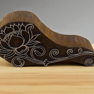 Stylish Lotus hand carved Indian wood printing block; textile stamp; pottery stamp,
