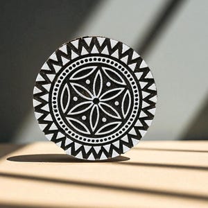 A Mandala,  hand carved Indian wood printing block; textile stamp; pottery stamp,