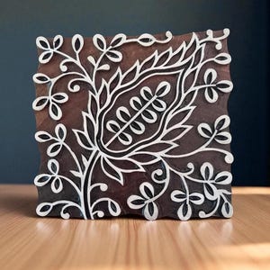 Leaf Designs repeat Pattern wooden Printing Block  hand carved Indian wood printing block; textile stamp; pottery stamp,