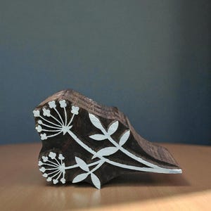 Botanical Seedhead,  hand carved Indian wood printing block; textile stamp; pottery stamp,