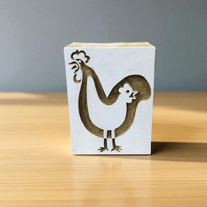 Hen inside an hen  hand carved Indian wood printing block; textile stamp; pottery stamp,