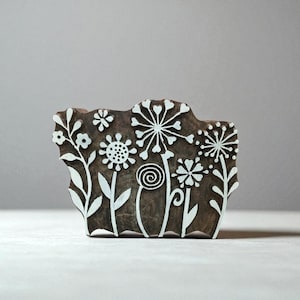 A Meadow  hand carved Indian wood printing block; textile stamp; pottery stamp,