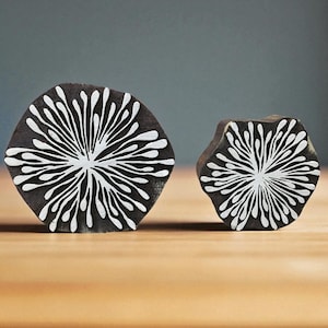 Flower Pair,  hand carved Indian wood printing block; textile stamp; pottery stamp,