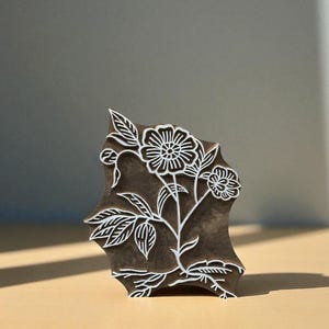 Floral Branch  hand carved Indian wood printing block; textile stamp; pottery stamp,