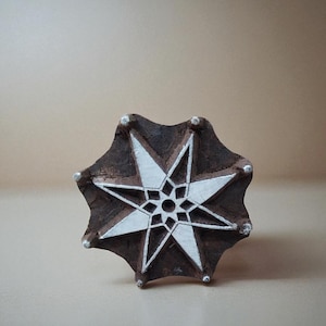 Funky Star with Dots , Indian hand carved wooden stamp, pottery stamp textile stamp wood carved printing block fabric stamp
