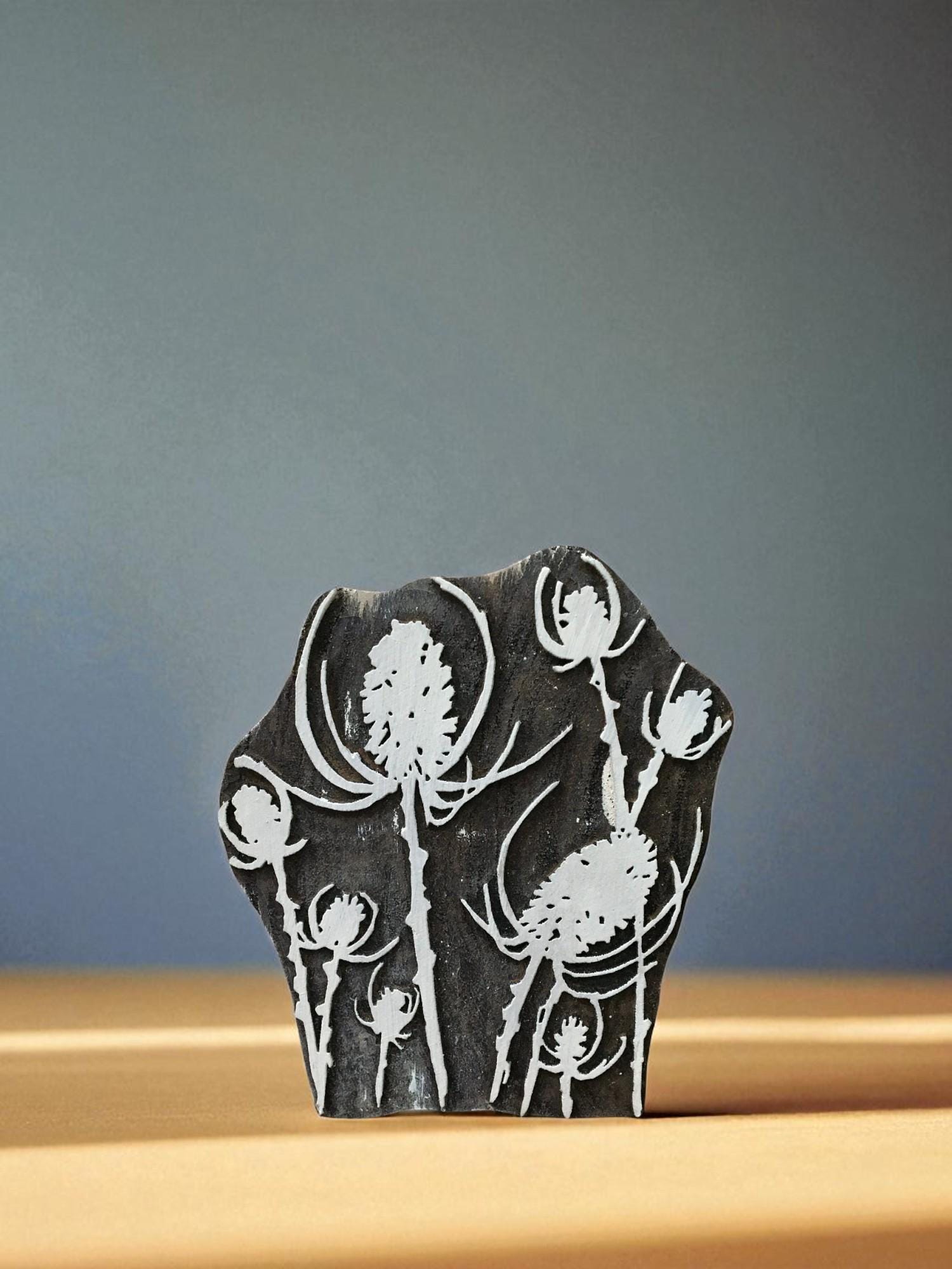 Teasel Full  hand carved Indian wood printing block; textile stamp; pottery stamp,