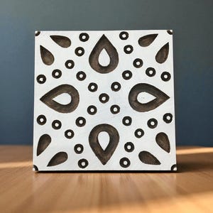 Moroccan Tile Wood Block Stamp, Indian Textile Printing, DIY Pottery