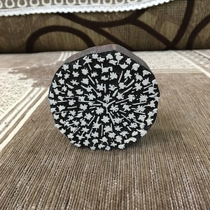 Fleurs d'allium, bloc d'impression en bois indien sculpté à la main ; tampon textile; tampon de poterie,