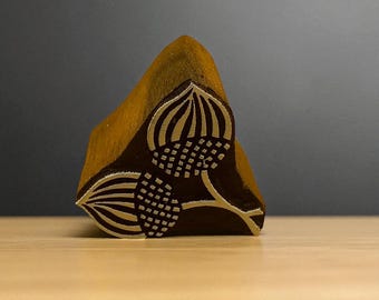 Hand Carved Acorn Wood Printing Block – Indian Textile Stamp