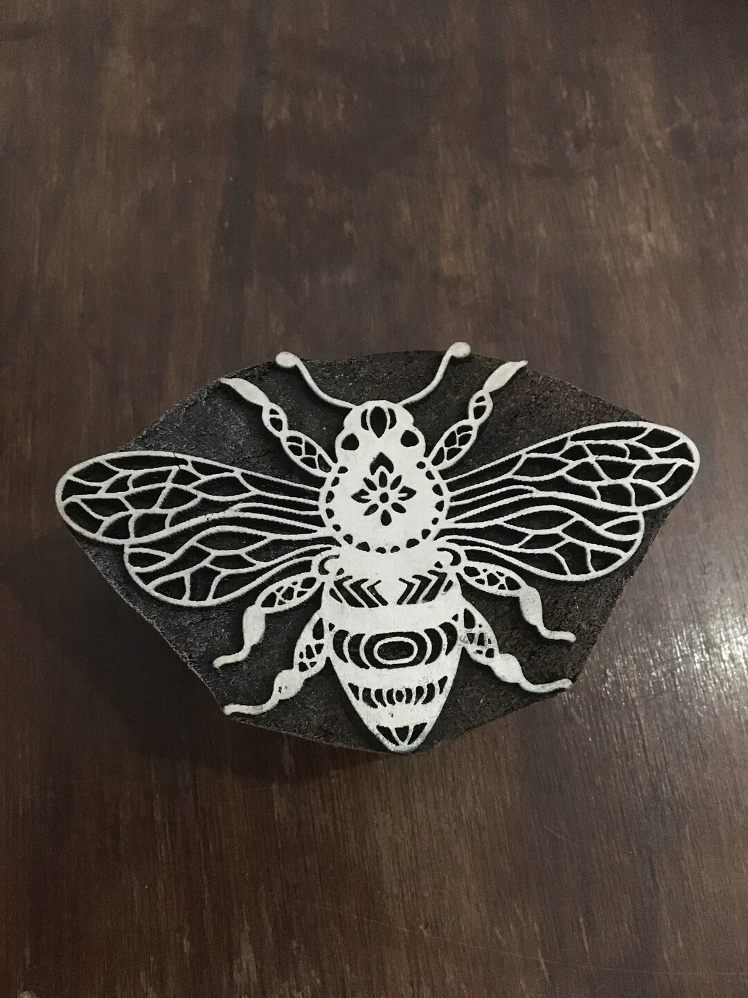 Queen Bee 1 Wood Stamp Bumblebee Hand Carved Wood Stamp Indian Wood