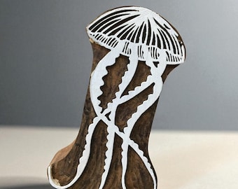 Sea Creature Jelly Fish Wooden Printing Block
