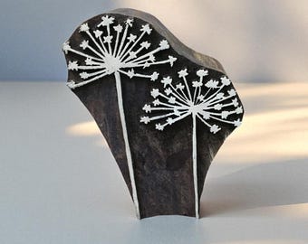 Double Seed Burst Seedhead  hand carved Indian wood printing block; textile stamp; pottery stamp,
