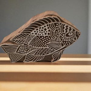Zentangle Fisch Holzdruckblock, Batik Stempel
