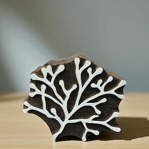 seaweed  hand carved Indian wood printing block; textile stamp; pottery stamp,