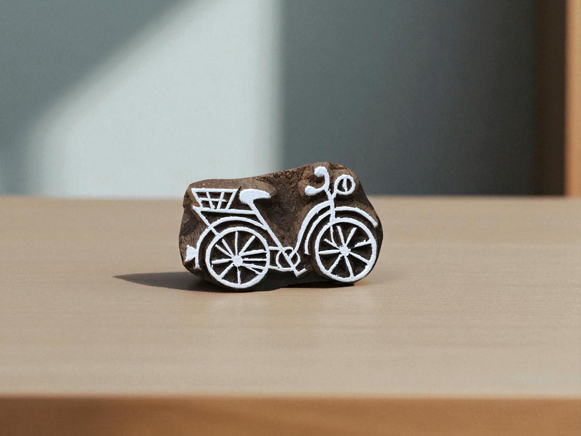 Mini Fahrrad Künstler Fahrrad Block Hand geschnitzten indischen Holz Stempel für Textildruck und personalisierte Kunsthandwerk, Stempel für Scrapbooking, Tjaps