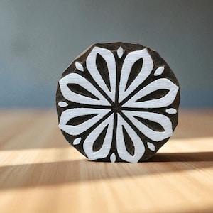 Medium Leaves Mandala  hand carved Indian wood printing block; textile stamp; pottery stamp,