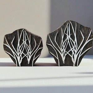 野生の草、手彫りのインドの木版画、織物スタンプ、陶器スタンプ、