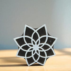 Geomeric lotus Flower  hand carved Indian wood printing block; textile stamp; pottery stamp,