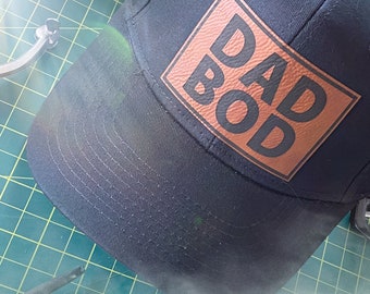 Dad Bod Patch Hat | Fathers Day | New Dad | Dad Gift | Vegan Leather | Adjustable | Cool Dad | Awesome Dad | Baseball Hat