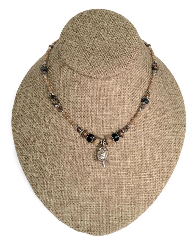 Earthy Rustic Artisan Jewelry Champagne Faceted Glass Beads Hill Tribe Silver Necklace