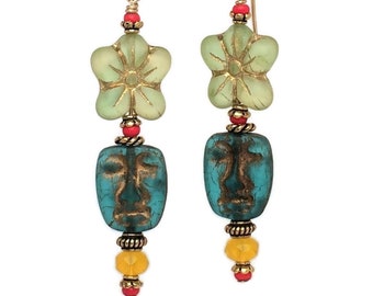 Vintage Inspired* Tiki Bamboo Hoops Tropical Birds