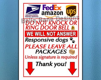Sign / do not knock or ring bell / leave packages unless signature required / delivery sign / digital download / diy / print it yourself