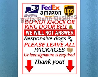 Do Not Knock/Ring Bell Sign: Package Delivery Instructions (Digital Download)