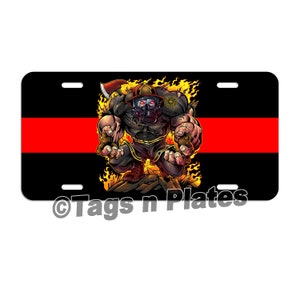 Fire Fighter / Fire Department / Red Line / Volunteer Fire Department / Fire Truck / License Plate / Tag / Decal volunteer fireman LF071