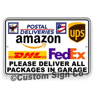 Please Leave Packages In Garage / Delivery Instructions / Magnetic Sign / Metal Sign / Decal  / SI540 / Deliveries Box