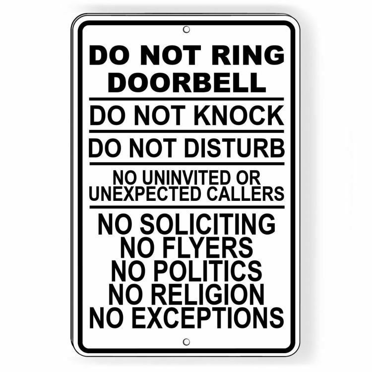 No Soliciting Sign for House, Do Not Knock or Ring Bell, No Solicitors Sign for