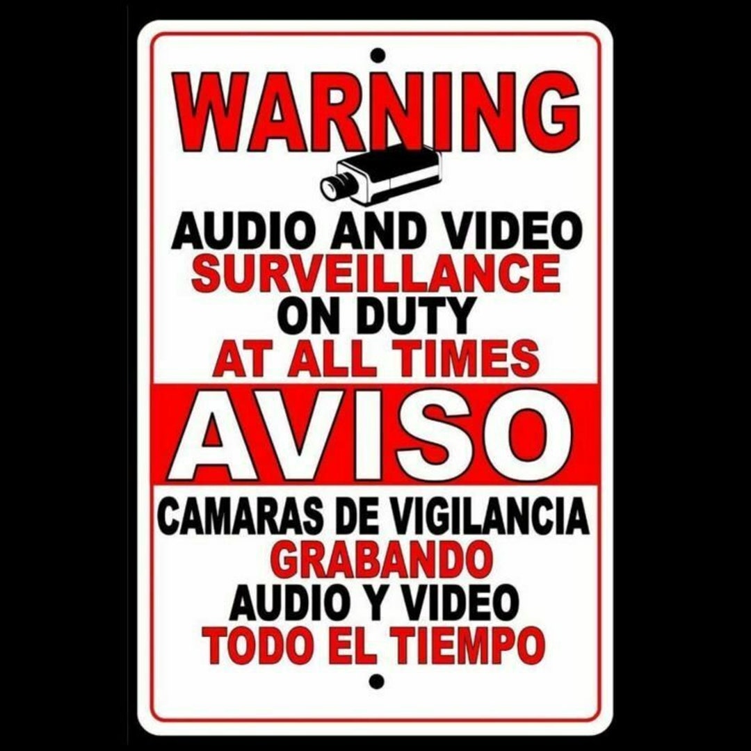 1 panneau surveillance camera + 1 etiquette attention alarme + 1 etiquette espace  sous surveillance