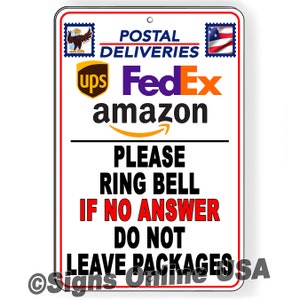 Ring Bell No Answer Do Not Leave Packages Delivery Instructions Sign / Decal  SI174 / Magnetic Sign