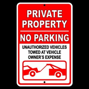 Private Property No Parking Violators Towed At Owners Expense Sign / Decal   /  SPP008 / Magnetic Sign