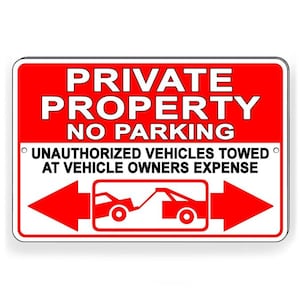 Private Property No Parking Violators Towed At Owners Expense Sign / Decal  SPP012 / Magnetic Sign