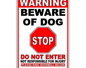 Beware of Dog Do Not Enter Please Ring Doorbell Sign / Decal