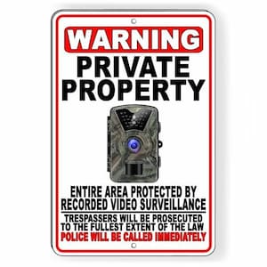 Private Property Trail Camera Recorded Video Surveillance Sign / Decal   /  S050 / Magnetic Sign