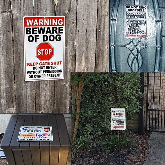 "DOGS ON PREMISES" WARNING SIGNS 3 SIGN SET METAL HEAVYWEIGHT ALUMINUM 