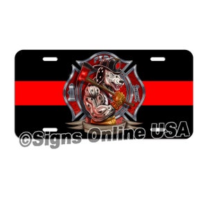 Fire Fighter / Fire Department / Red Line / Volunteer Fire Department / Fire Truck / License Plate / Tag / Decal volunteer fireman LF063