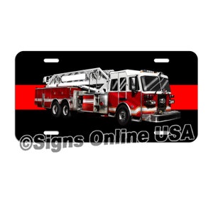 Fire Fighter / Fire Department / Red Line / Volunteer Fire Department / Fire Truck / License Plate / Tag / Decal volunteer fireman LF062