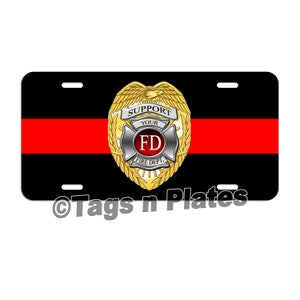 Fire Fighter / Fire Department / Red Line / Volunteer Fire Department / Fire Truck / License Plate / Tag / Decal volunteer fireman LF084