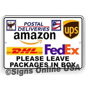 Please Leave Packages In Box / Delivery Instructions / Magnetic Sign / Metal Sign / Decal  / SI476 /  Place Deliveries Here