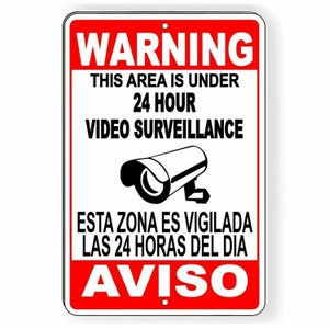CCTV Warning Security Audio Video Surveillance Camera Sign / Decal  English / Spanish SS004 / Magnetic Sign
