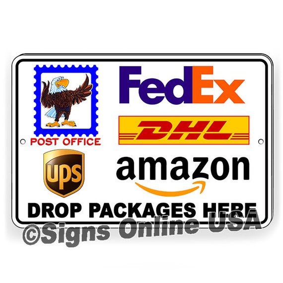 Delivery Instructions Drop Package Here Sign METAL usps fedex amazon ups MS022