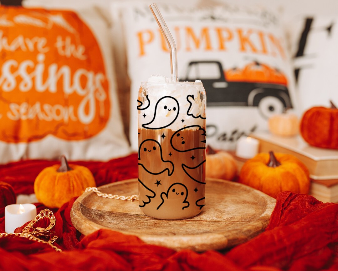 Halloween Ghost Coffee Glass Can Cup Libbey Glass Etsy