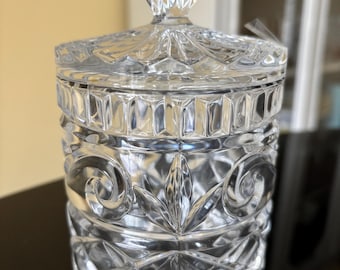 Vintage Crystal Apothecary Candy Biscuit Jar with Lid