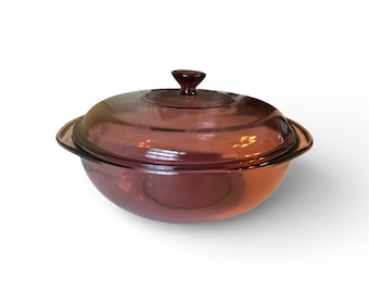 Pyrex Visions Cranberry Purple Amethyst 2 Quart Casserole Dish with Lid