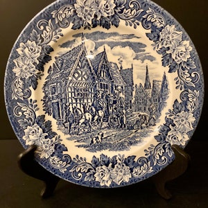 Dickens Series Blue by English Ironstone Tableware Blue and White Dinner or Decorative Plate