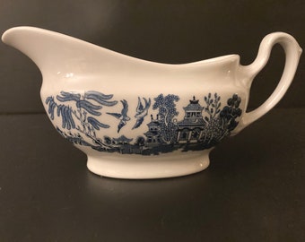 Blue Willow Gravy Boat by Churchill, Blue and White, Made in England
