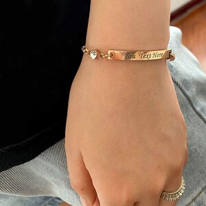 Valentine&#39;s Day Birthstone Engraved Bracelets For Women Personalised Gift Jewelry for Her Friendship Bracelet Custom Gift  for Bridesmaid